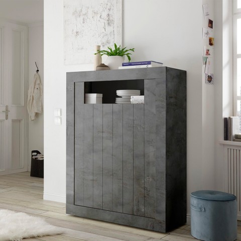 Buffet noir 2 portes salon moderne hauteur 144 cm Sior Ox Urbino Promotion