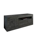 Meuble TV mobile noir 138 cm 3 portes salon moderne Jaor Ox Urbino Offre