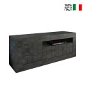 Meuble TV mobile noir 138 cm 3 portes salon moderne Jaor Ox Urbino Vente