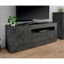 Meuble TV mobile noir 138 cm 3 portes salon moderne Jaor Ox Urbino Remises