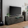 Meuble TV mobile noir 138 cm 3 portes salon moderne Jaor Ox Urbino Promotion