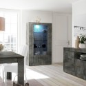 Vitrine moderne noir séjour salon 110x191cm 2 portes en verre Dern Ox Promotion