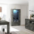 Vitrine moderne noir séjour salon 110x191cm 2 portes en verre Dern Ox Promotion