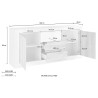 Buffet 2 portes 2 tiroirs blanc brillant moderne noir Doppel LBX Réductions