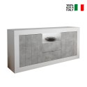 Buffet de salon 2 portes 2 tiroirs blanc brillant béton Doppel LBC Vente