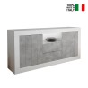 Buffet de salon 2 portes 2 tiroirs blanc brillant béton Doppel LBC Vente