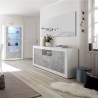 Buffet de salon 2 portes 2 tiroirs blanc brillant béton Doppel LBC Remises