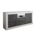 Buffet 2 portes 2 tiroirs blanc brillant moderne noir Doppel LBX Offre