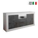 Buffet 2 portes 2 tiroirs blanc brillant moderne noir Doppel LBX Vente