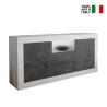Buffet 2 portes 2 tiroirs blanc brillant moderne noir Doppel LBX Vente