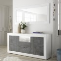 Buffet 2 portes 2 tiroirs blanc brillant moderne noir Doppel LBX Remises