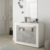 Meuble buffet moderne 2 portes 110cm blanc brillant ciment Minus BC Réductions