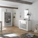 Meuble buffet moderne 2 portes 110cm blanc brillant ciment Minus BC Choix