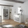 Meuble buffet moderne 2 portes 110cm blanc brillant ciment Minus BC Choix