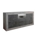 Bahut moderne salon béton noir 2 portes 2 tiroirs Doppel LCX Offre