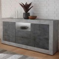 Bahut moderne salon béton noir 2 portes 2 tiroirs Doppel LCX Promotion