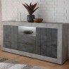 Bahut moderne salon béton noir 2 portes 2 tiroirs Doppel LCX Promotion