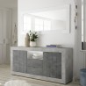 Bahut moderne salon béton noir 2 portes 2 tiroirs Doppel LCX Remises