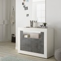 Buffet moderne design blanc brillant noir 2 portes 110cm Minus BX Remises