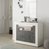 Buffet moderne design blanc brillant noir 2 portes 110cm Minus BX Remises