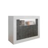 Buffet moderne design blanc brillant noir 2 portes 110cm Minus BX Offre