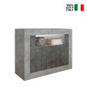 Buffet moderne pour séjour 110 cm en ciment noir oxyde 2 portes Minus CX Vente