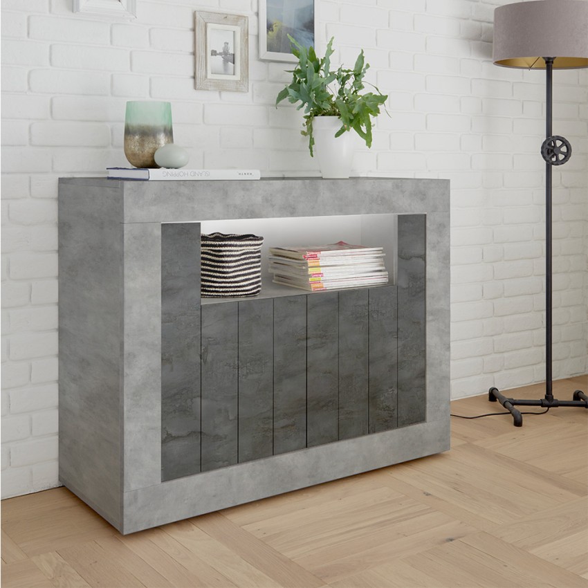 Buffet moderne pour séjour 110 cm en ciment noir oxyde 2 portes Minus CX Promotion Buffet moderne pour séjour 110 cm en ciment noir oxyde 2 portes Minus CX Promotion