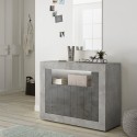 Buffet moderne pour séjour 110 cm en ciment noir oxyde 2 portes Minus CX Remises