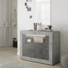 Buffet moderne pour séjour 110 cm en ciment noir oxyde 2 portes Minus CX Remises