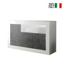 Buffet moderne 3 portes séjour blanc brillant noir Doppel MBX Vente