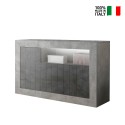 Buffet de salon design moderne 3 portes gris ciment noir Doppel MCX Vente
