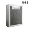 Buffet haut séjour 2 portes blanc brillant noir Sior BX Vente