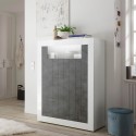 Buffet haut séjour 2 portes blanc brillant noir Sior BX Promotion
