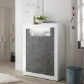 Buffet haut séjour 2 portes blanc brillant noir Sior BX Promotion
