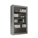 Bibliothèque mobile 3 étagères 2 portes moderne gris ciment noir Wally CX Offre