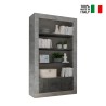 Bibliothèque mobile 3 étagères 2 portes moderne gris ciment noir Wally CX Vente