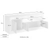 Meuble télé en béton blanc brillant 3 portes 138cm moderne Jaor BC Réductions