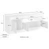 Meuble TV blanc brillant effet béton 3 portes 138 cm moderne Jaor BC Réductions