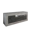 Meuble TV moderne 3 portes effet ciment noir Jaor CX Offre