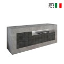 Meuble TV moderne 3 portes effet ciment noir Jaor CX Vente