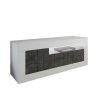 Meuble TV design moderne 138 cm 3 portes blanc brillant noir Jaor BX Offre