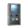 Vitrine séjour salon 2 portes en verre 110x191cm béton noir Dern CX Offre