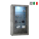 Vitrine séjour salon 2 portes en verre 110x191cm béton noir Dern CX Vente