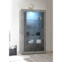 Vitrine séjour salon 2 portes en verre 110x191cm béton noir Dern CX Remises