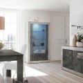 Vitrine séjour salon 2 portes en verre 110x191cm béton noir Dern CX Promotion