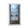 Vitrine design 2 portes 110x191 cm salon blanc brillant noir Dern BX Offre