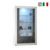Vitrine design 2 portes 110x191 cm salon blanc brillant noir Dern BX Vente