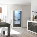 Vitrine design 2 portes 110x191 cm salon blanc brillant noir Dern BX Promotion