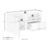 Meuble TV design moderne 121x42 cm gris béton Petite Ct Dama Réductions