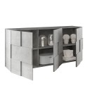 Buffet de salon avec rangement 3 portes gris ciment Dama Ct S Remises